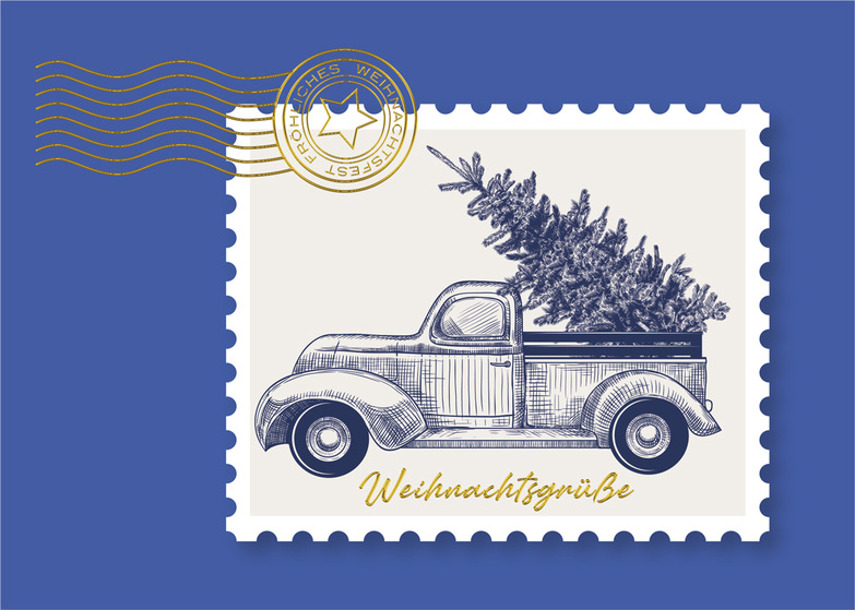 Weihnachtskarte: Weihnachtspost Lastwagen