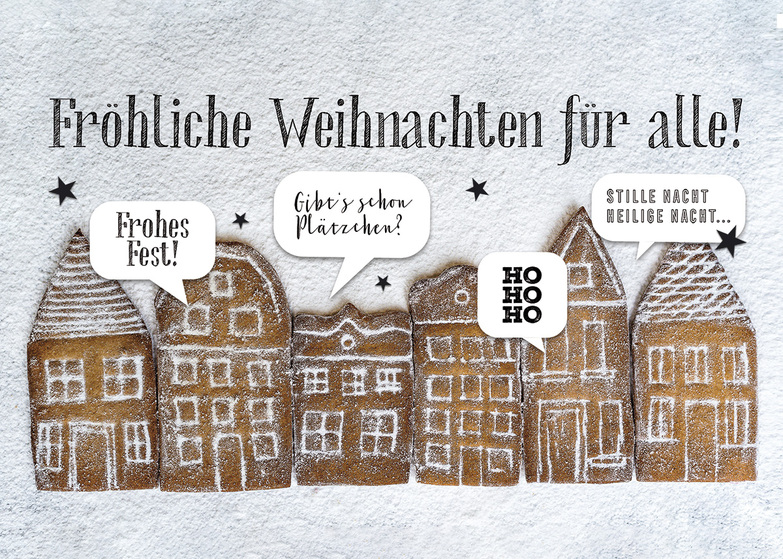 Weihnachtskarte: Plätzchenhäuser