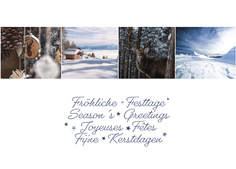 Weihnachtskarte: Winterimpressionen mit Hirsch