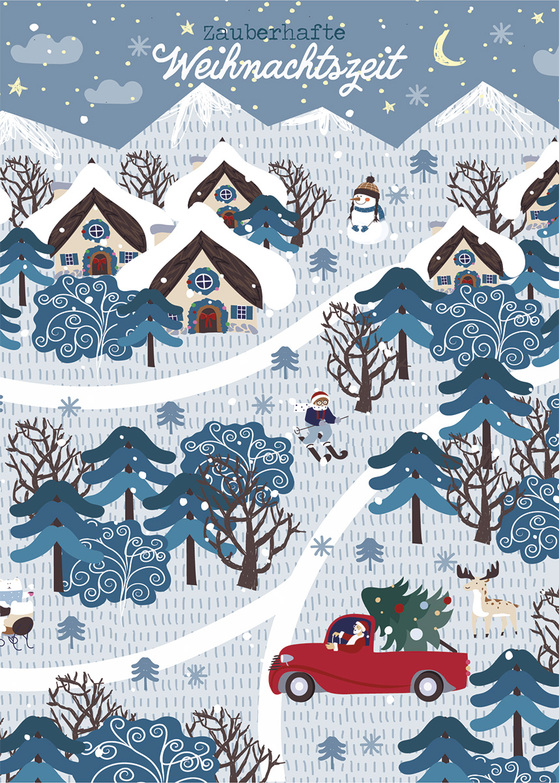 Weihnachtskarte: Roter Baum-Pickup